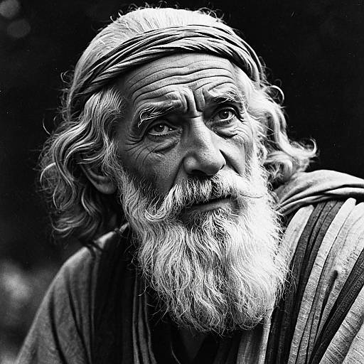 Black and White Portrait of Elderly Bearded Man