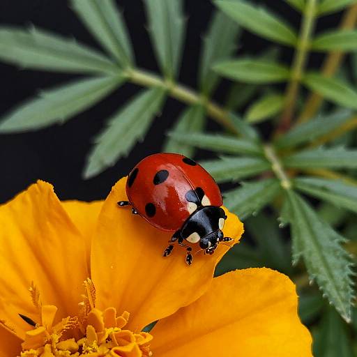 Ladybug on Marigold Branch