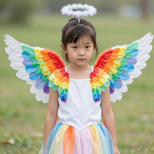 Rainbow Angel Wings Costume Close-Up