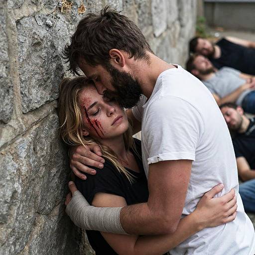 Emotional Embrace Amidst Crisis