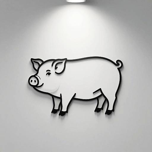 Elegant Pig Logo Outline Design