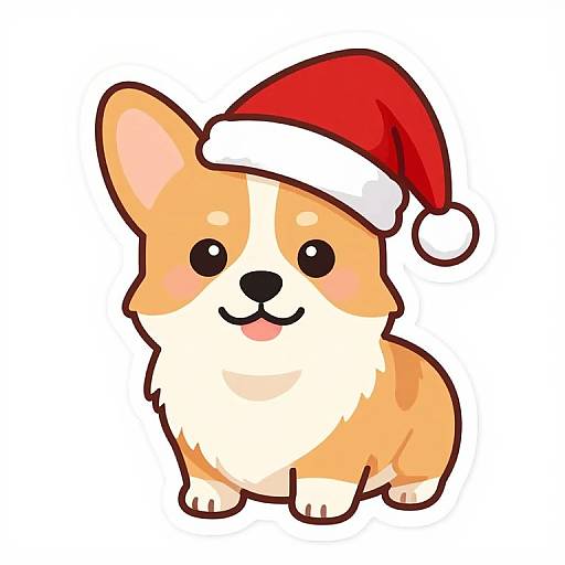 Festive Merle Corgi Sticker Art