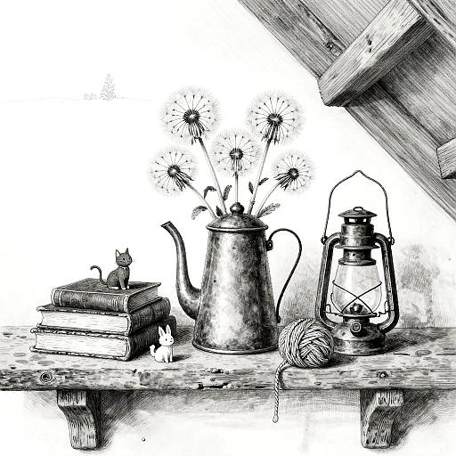 Whimsical Black-and-White Still Life