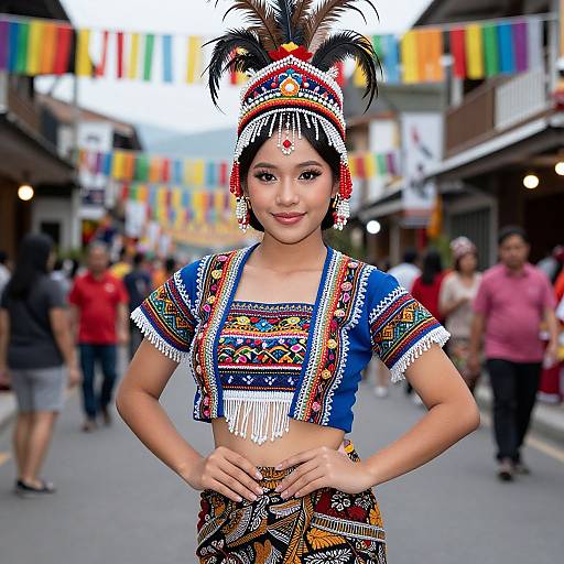 Pilipina Woman in Traditional Festival Attire