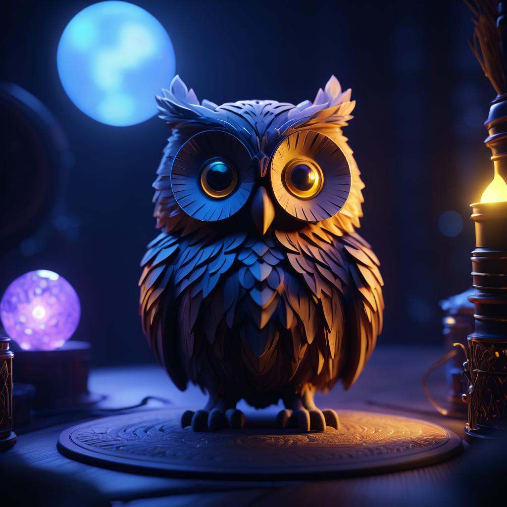 Cinematic Owl in Vibrant Claymation