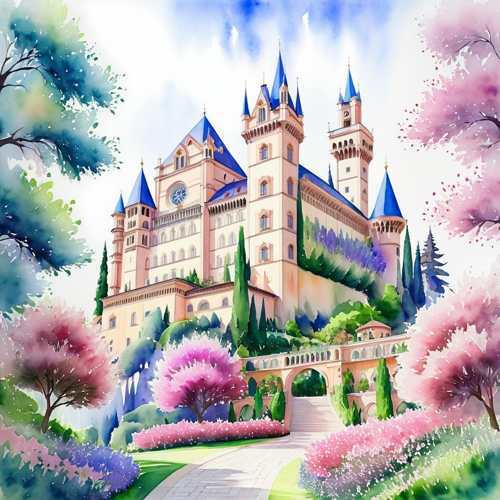 Enchanting Pink Castle with Nature Surroundings