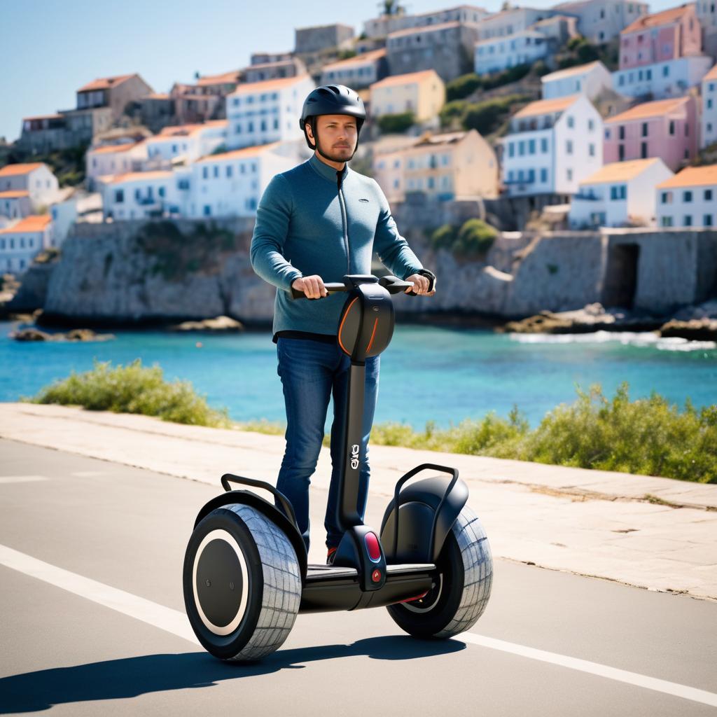 Futuristic Hybrid Segway in Coastal Ruins