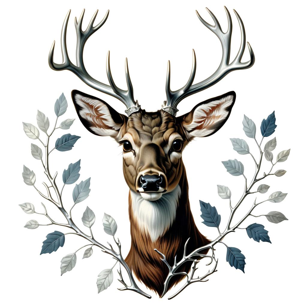 Realistic Silver-Branch Antler Deer Portrait