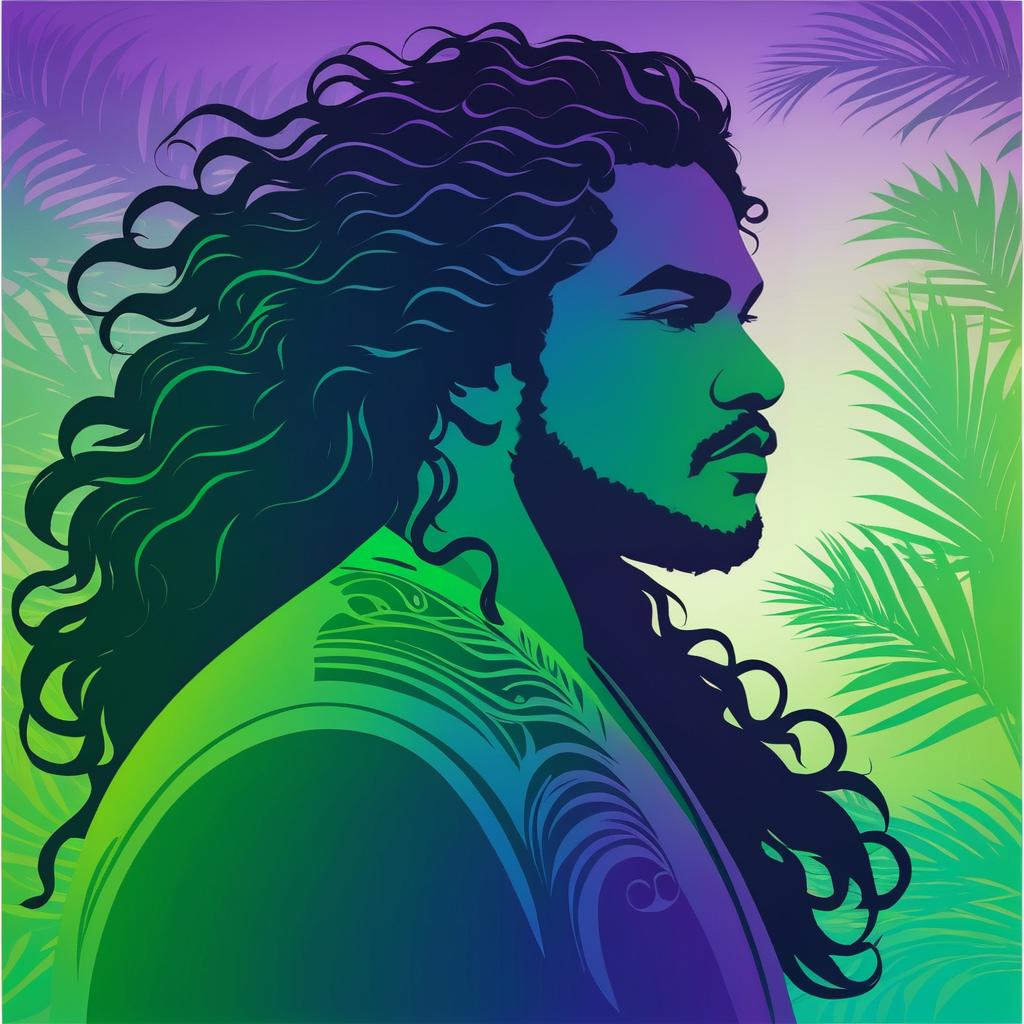 Vibrant Silhouette of Polynesian Man