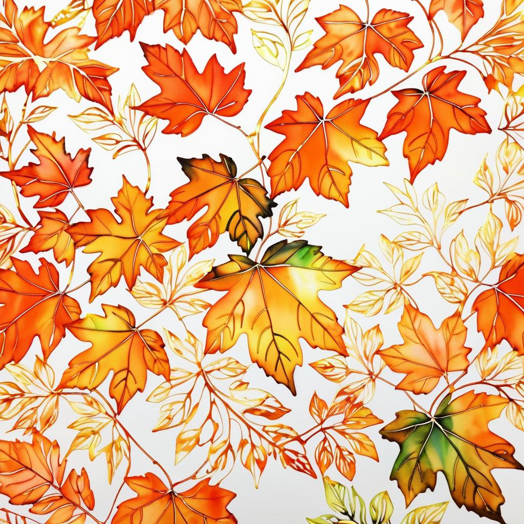 Vibrant Leafy Silhouettes in Ink Art