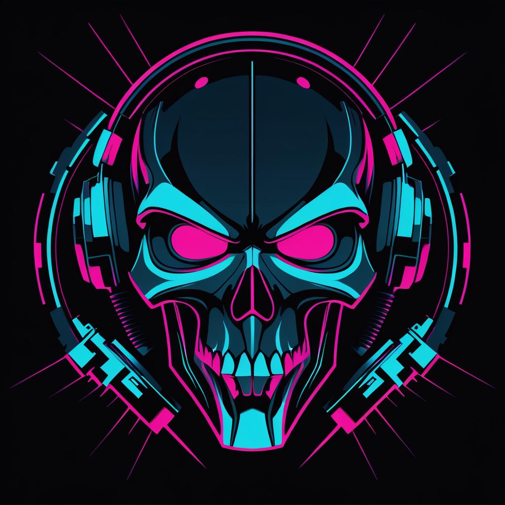 Bold Cyberpunk Skull Design of Despair