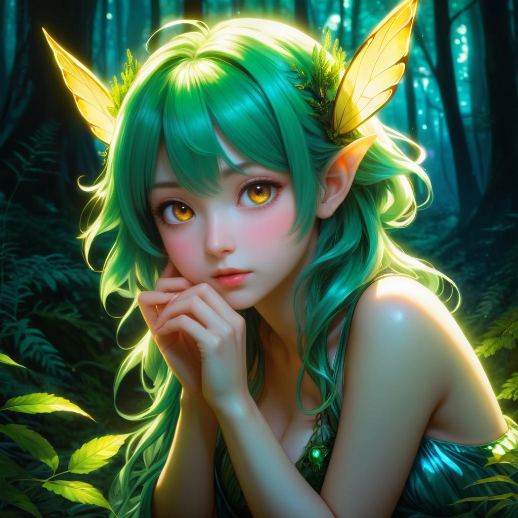 Enchanting Nymph in Mystical Forest