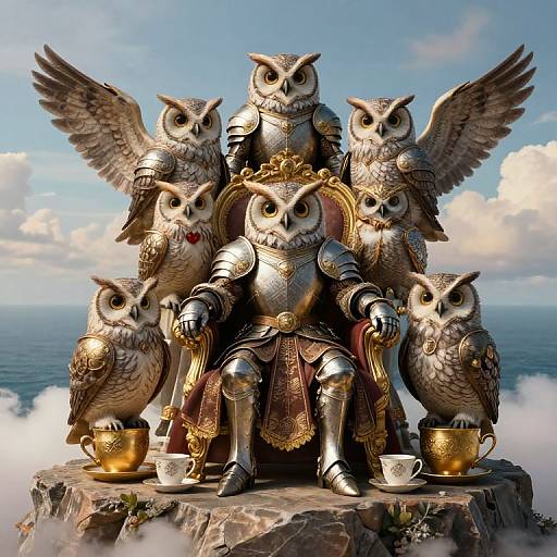 Regal Owls in Ornate Armor