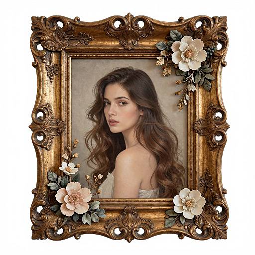 Ornate Floral Wooden Frame Portrait