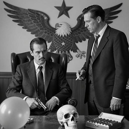 Dramatic Monochrome Scene with Two Men