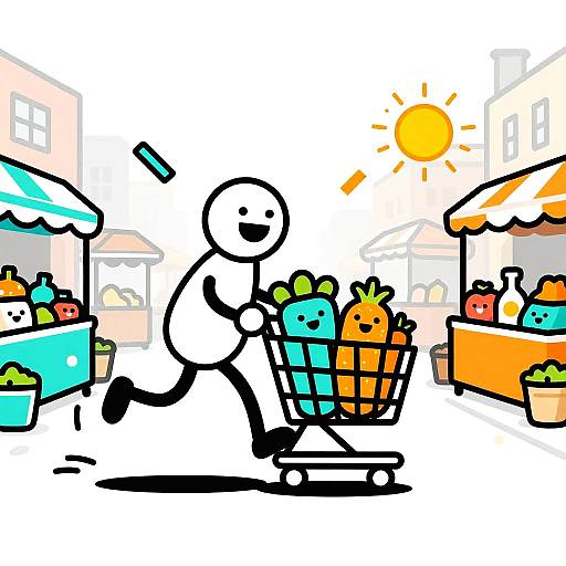 Playful Pop-Art Urban Market Scene