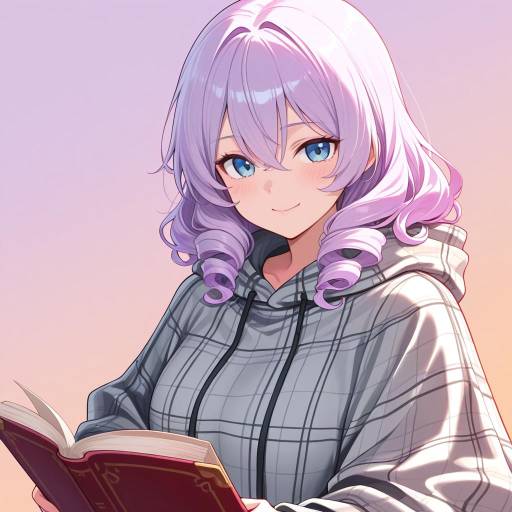 Lithe Girl with Coral Curls and Book Lithe Girl with Coral Curls and Book
