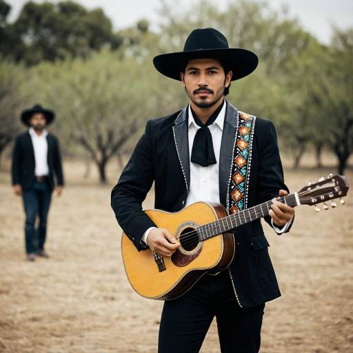 Mariachi Musician Playing Guitar Outdoors