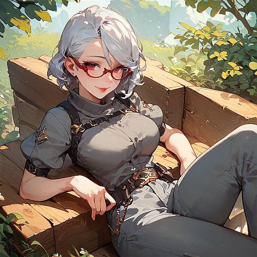 Anime Girl Relaxing Outdoors