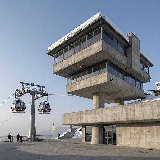 Brutalist Alpine Cable-Car Transit Hub