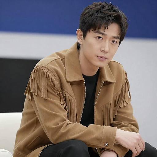 Serious Man in Tan Fringed Jacket