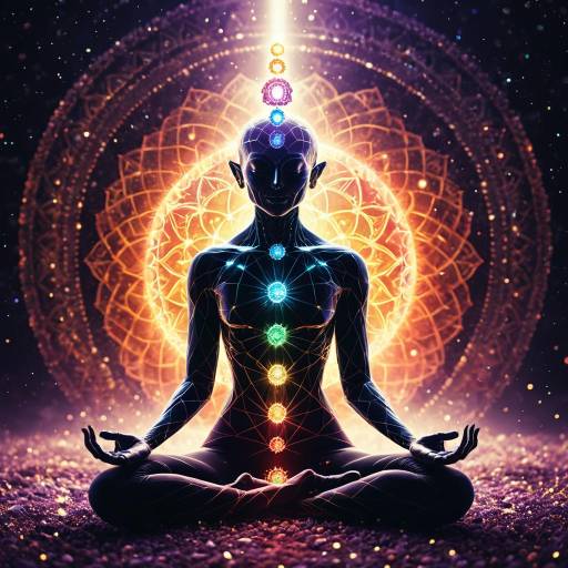 Meditating Crystal Being with Balanced Chakras
