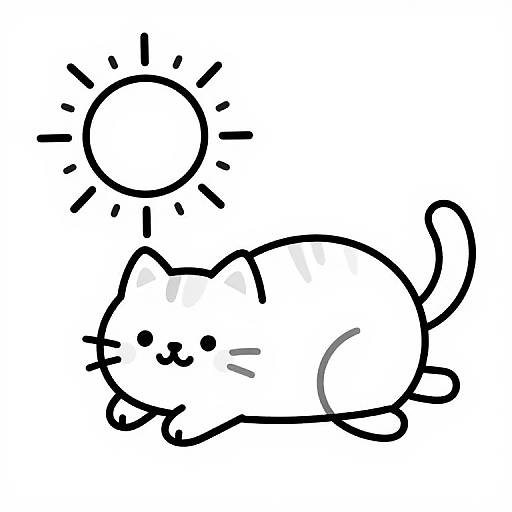 Cat Sunbathing Ink Expiration Coloring Page