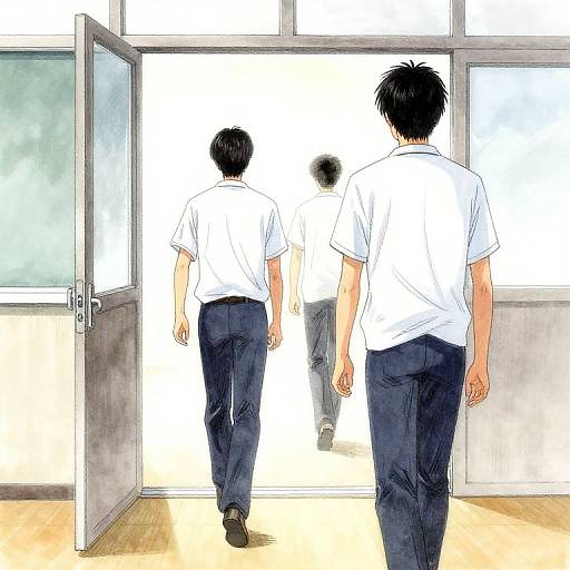 Manga Style Students Walking Scene