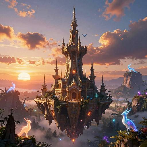 Fantasy Tower on Floating Island