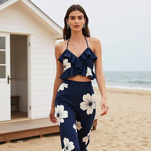 Chic Navy Floral Seaside Fashion
