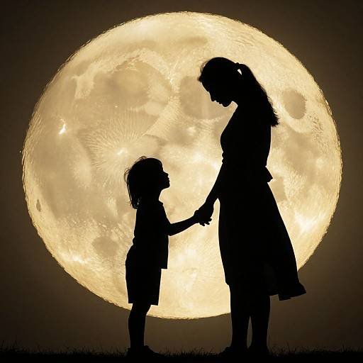 Silhouette of Mother and Child Love
