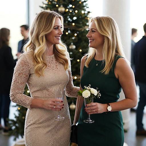 Festive Indoor Celebration with Two Women