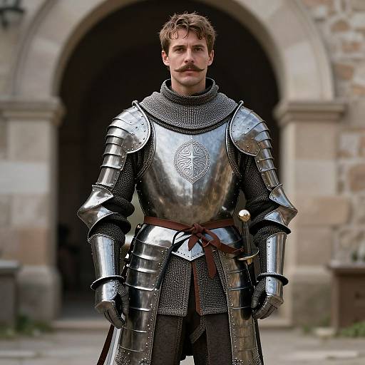 Medieval Man in Armor with Sword