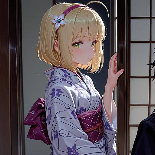 Illustration of Moriyama shiemi, ao no exorcist in the style of Fkey