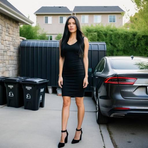Woman in Black Dress Standing by Car