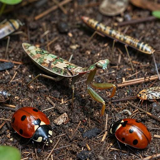 Surreal Camouflaged Insects on Forest Floor