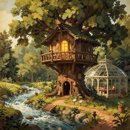 Anton Pieck Medieval Treehouse Apothecary Greenhouse