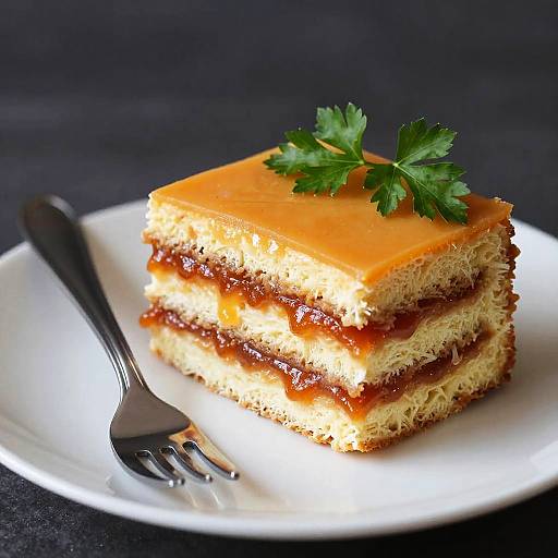 Close-Up Layered Orange Cake Slice