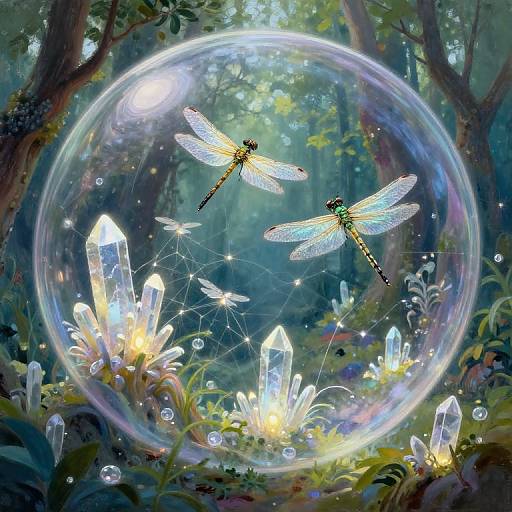 Enchanted Forest with Luminescent Crystals