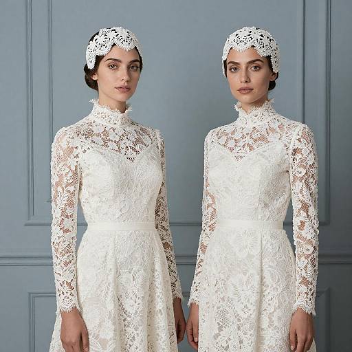 Elegant Portrait of Women in Lace Couture