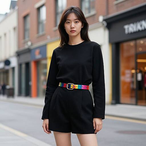 Confident Woman in Urban Chic Fashion