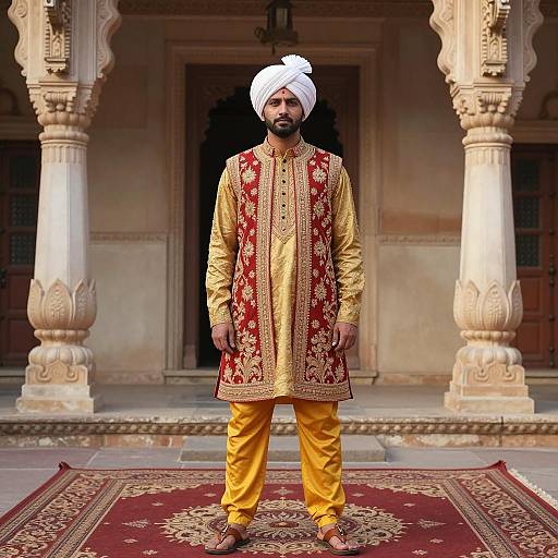 Regal Indian Man in Mughal Attire