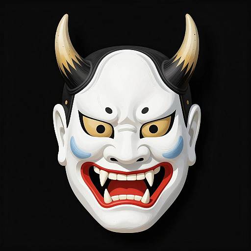 Angry Japanese Demon Mask Illustration