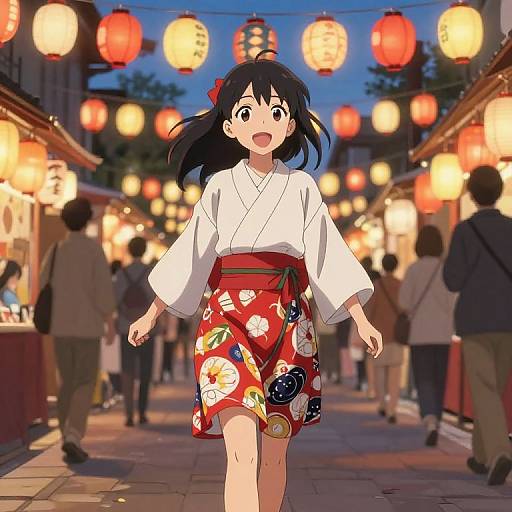 Anime Girl at Vibrant Festival