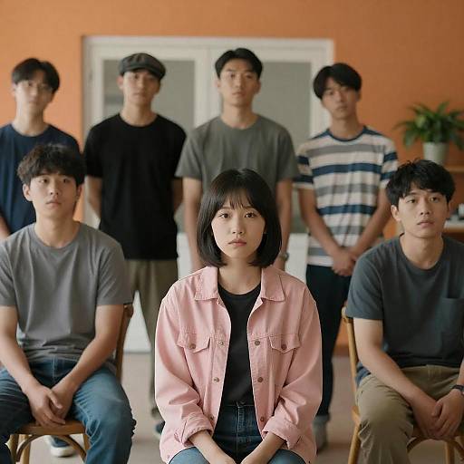 Casual Group Portrait in Colorful Room