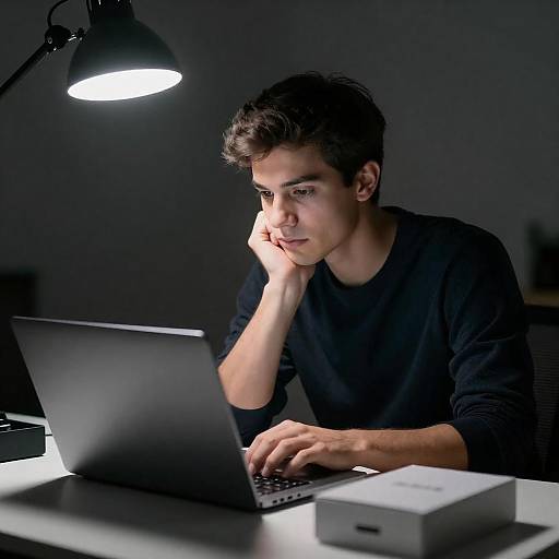 Focused Young Man Working on Electronics