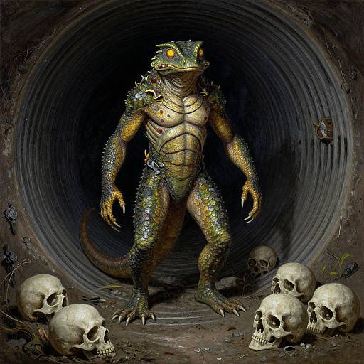Half Lizard Man in Sewer Horror