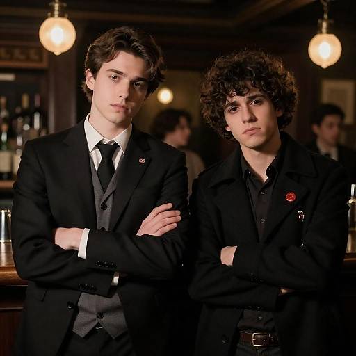 Two Men in a Dimly Lit Bar