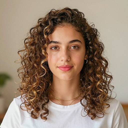 Portrait of Young Woman with Curly Hair