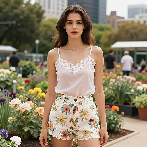 Casual Feminine Style in City Garden
